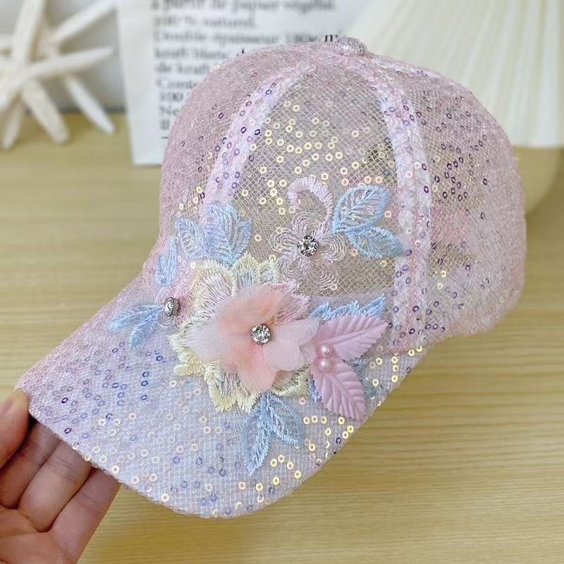 1PC Lace and Floral Baseball Cap for Women with Adjustable Hook-And-Loop Fastener and Sequins, Suitable for Parties and Outings
