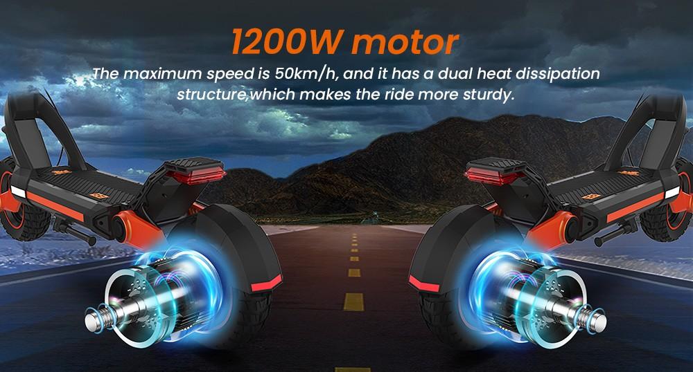 KuKirin G3 Electric Scooter 1200W Rear Motor 52V 18Ah 50KM/H Max Speed 70KM Range Touchable Display Control Panel TPU Suspension