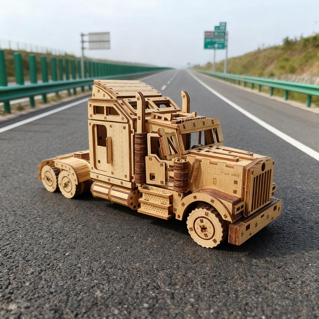DIY American Truck, 3D Wooden Puzzle Craft Kit, Handmade Model Kit, Hands-On Activity Table Decoration, Birthday or Christmas Gi