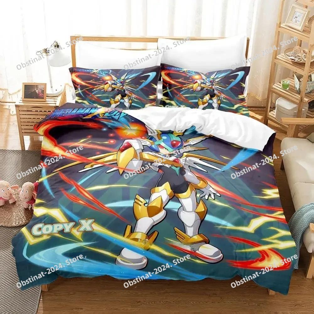 Mega Man X DiVE Bedding Set Printed Duvet Cover Sheet Pillowcase Bed Soft Quilt Cover Full Queen King Size Anime Bed Sheet Set