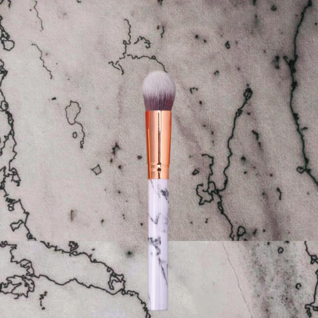 Professional 10pcs Flat Style Kabuki Makeup Brushes Set Natural Gemstone with Marble Handle for Face Use with Storage Case
