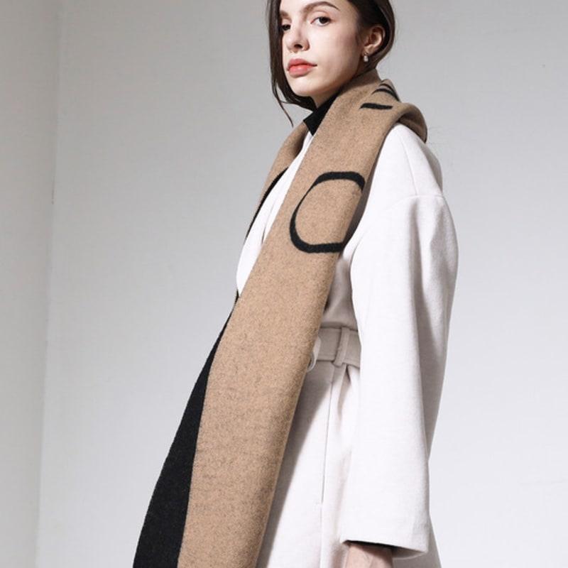 

ONSZ Wool Cashmere Reversible Logo Double-Sided Muffler TANBLACK