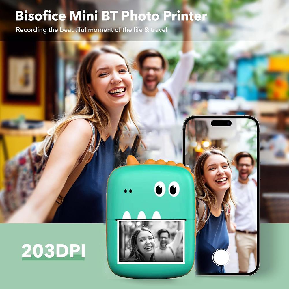 Photo Printer Inkless Bluetooth-Compatible Printing Machine 200DPI Thermal Printer Compatible with IOS&Android for DIY Creation