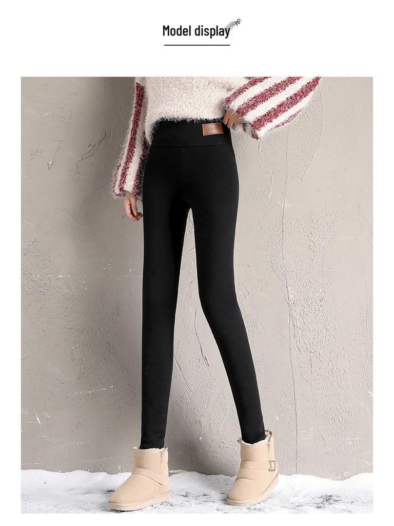 Women's Fleece-Lined High-Waisted Lambswool Leggings