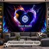 Wall Hanging Tapestry Custom NameInter Milan Pattern Personalized Printed Fabric Wall Decor