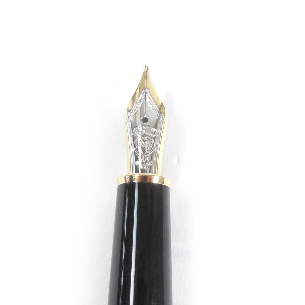 Great MONTBLANC Fountain Pen Meisterstck Classic Cap Type Black Gold 14K Mens Used