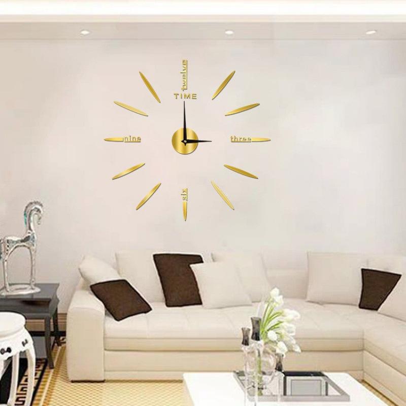 Creative Simple Silent DIY Wall Clock Living Room Study Decorative Clock Acrylic Digital Wall Sticker Clock