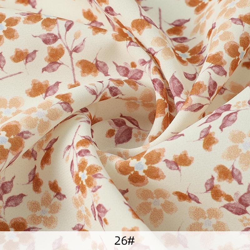 0,5 m/1 m/2 m Mjuk Rosmönstrad Chiffongtyg för Sömnad av Sommarklänningar, Skjortor, Sängkläder, Handgjorda DIY-Klädtyger TJ22839