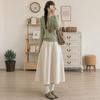 Womens High Waist A-Line Wool Blend Midi Skirt Winter Plus Size Comfortable Casual Petite