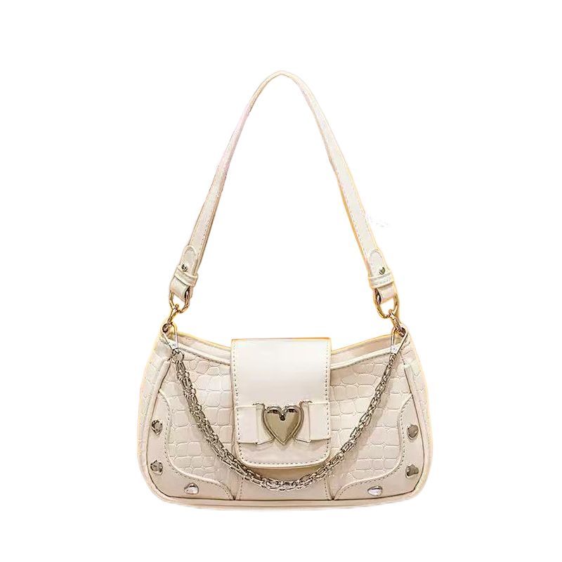 JIAERDI Hot Grils Y2k Handbag Women Vintage Sweet Cool Heart Chain Pink Underarm Bag Female Fairycore Aesthetic Shoulder Bag New
