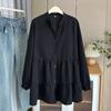 Women S Plus Size V Neck Loose Long Sleeve Solid Color Shirt