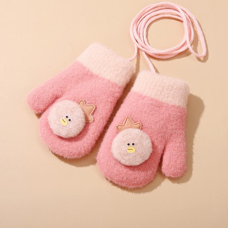 Baby Knitted Gloves Winter Warm Fce Lined Fingerl Boys Girls Children's Faion Accories Belts Hats Scarves