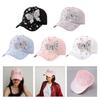 Elegant Crystal Baseball Hat for Women Breathable Sun Protective Hat with Butterfly Design for Vacation Spring Headwear