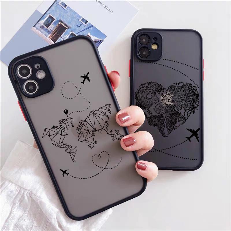 World Map Travel Camera Protection Phone Case For iPhone 11 13 12 14 15 16 Pro Max Mini 7 8 Plus XS XR SE20 Plane Hard PC Cover