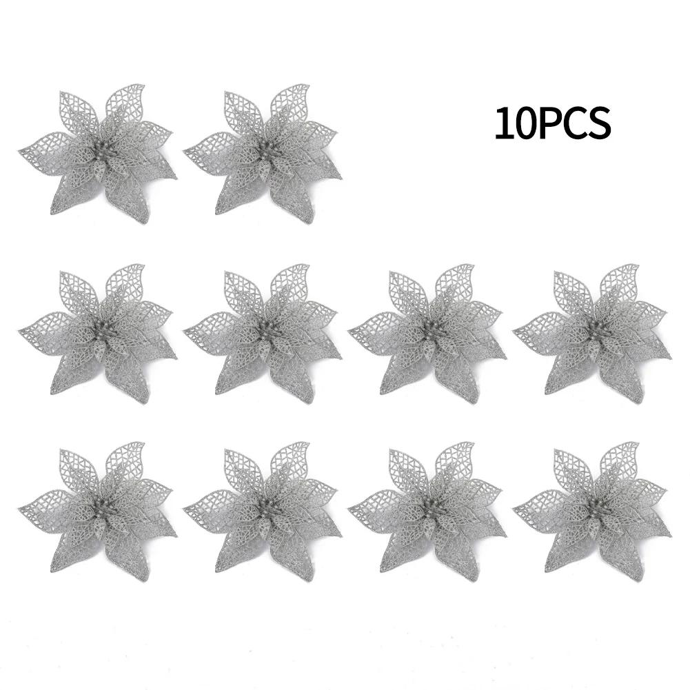 

Рождественские цветы искусственные цветы 10 шт пуансеттия искусственные цветы рождественские елочные украшения рождественские украшения серебряный