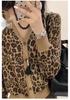 Women's Wool Leopard Print V-Neck Cardigan - Thickened for Autumn & Winter, Stylish & Versatile Slimming Design