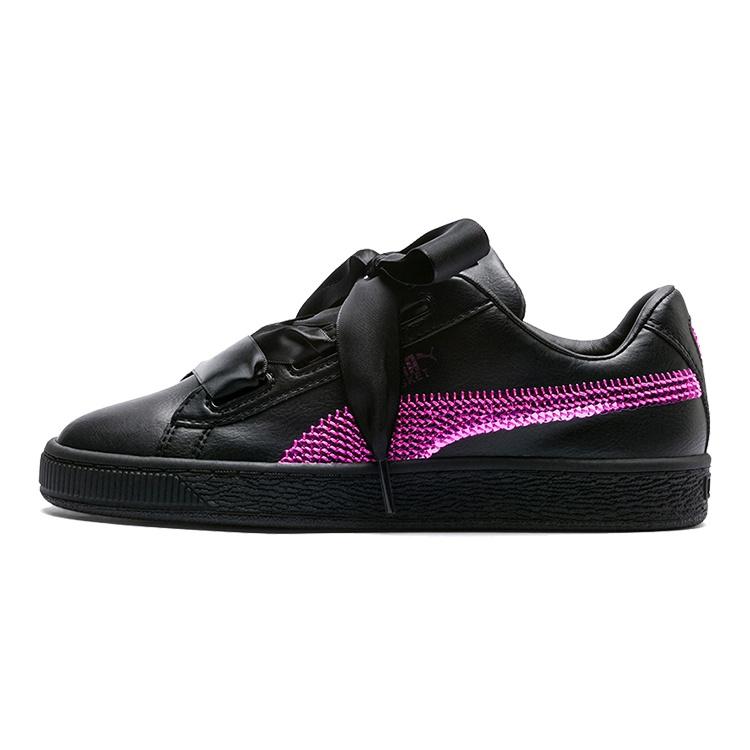 PUMA Basket Heart Bling K Shoes Black/Purple Kids 366847-01 EU 35.5