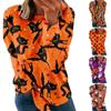 Women's Casual Fashion 2022 Halloween Print Long Sleeve O-Neck Pullover Top