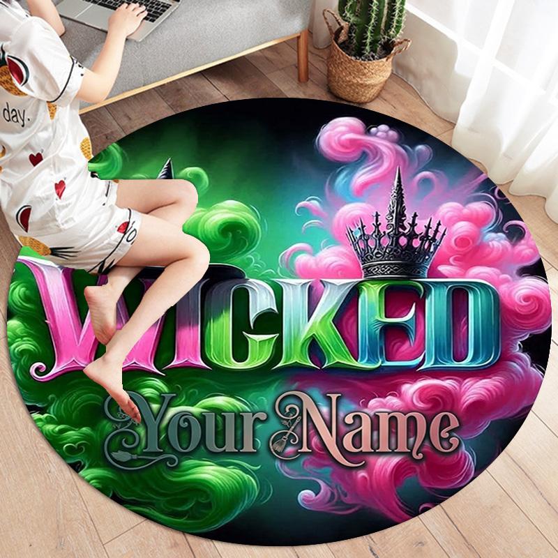 Christmas Baubles Theme Custom Name Round Area Rug Carpet Rug For Living Room Bedroom Sofa Playroom Decor Nonslip Floor Mat