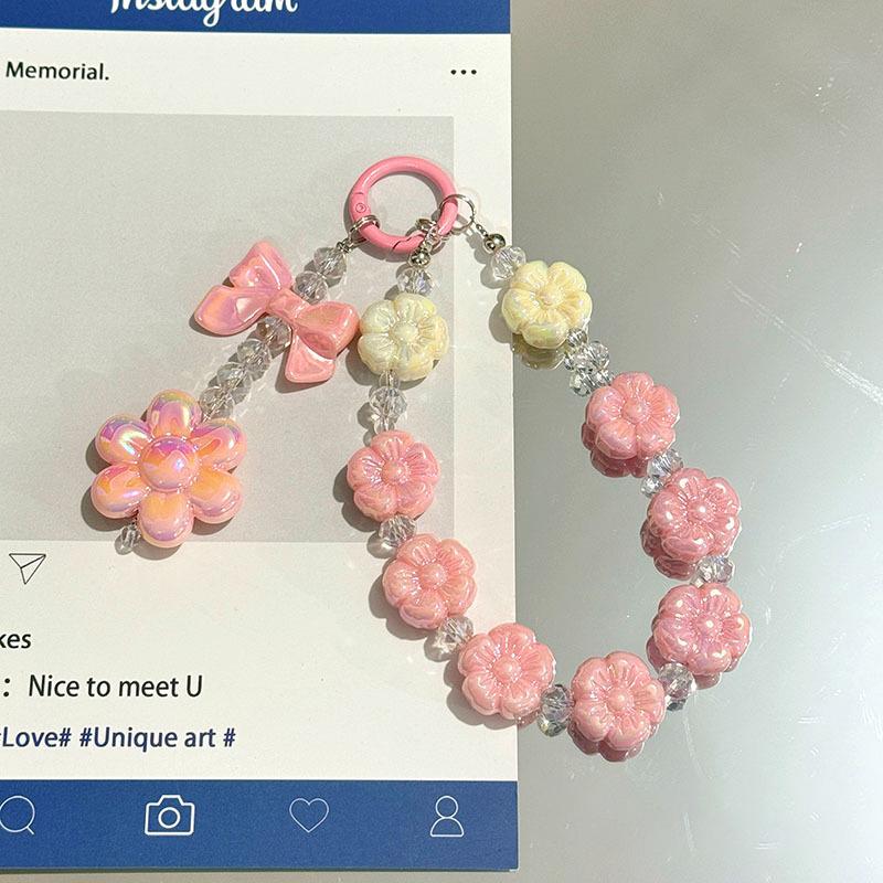 

Colorful Flower Phone Chain Pendant For Iphone For Samsung Huawei Xiaomi Cellphone Rope Strap Bag Decoration Keyring Key Chain