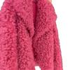 Winter New Models Are Popular This Year for Age Reduction, Beautiful Rose Red Fur Integrated Lamb Wool Coat Women