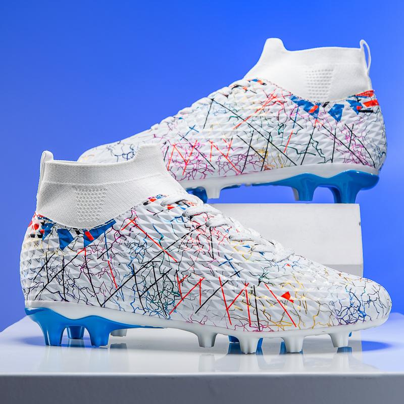 Herren Fußballschuhe FG/TF High Top Neu Verschleißfest Stoßdämpfend Freifeld Professionelles Training Fußballschuhe für Teenager