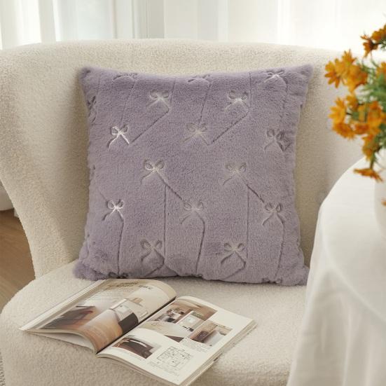 Throw Pillowcase Bowknot Pattern Hidden Zipper Wrinkle Resistant Pillow Cover Bedroom Living Room Sofa