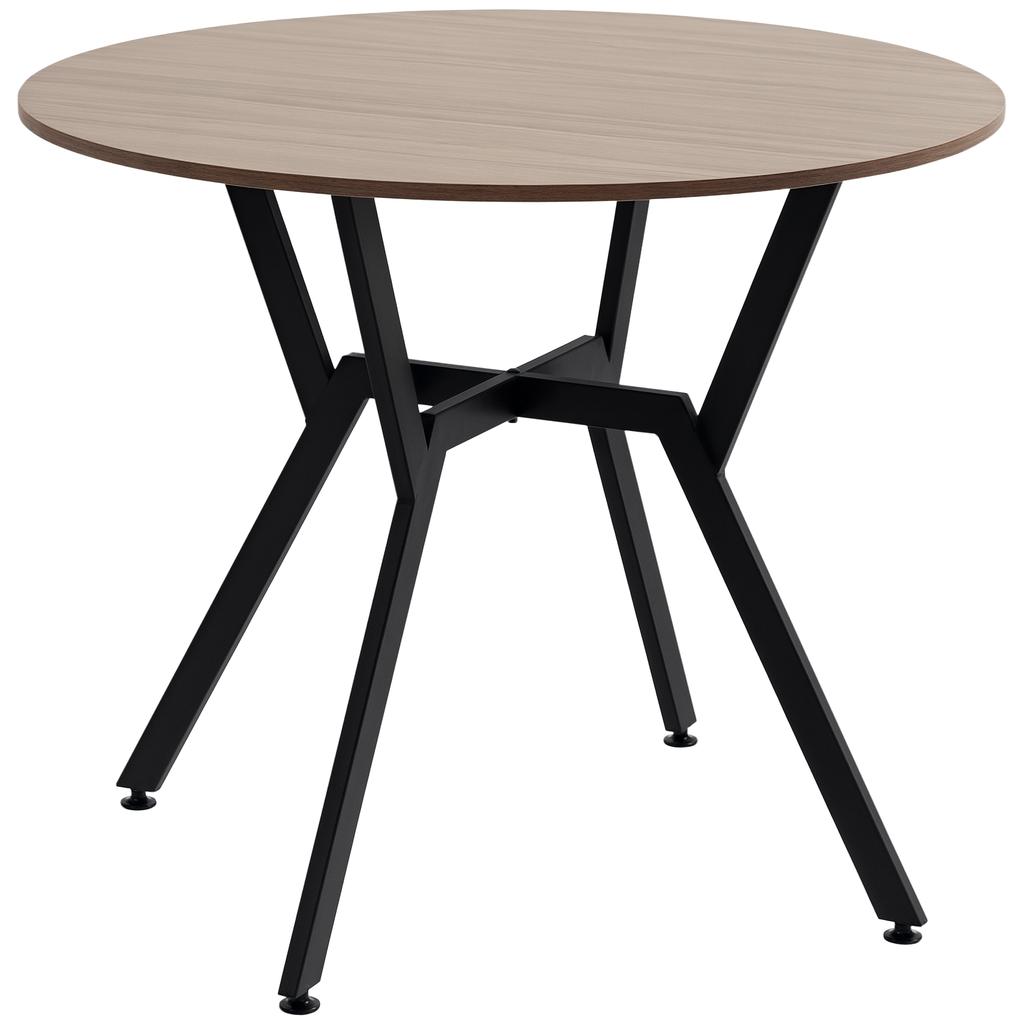 Dining Table, Round Kitchen Table with Black Legs, Anti-slip Foot Pads for Living Room, Dining Room 90 x 76 cm, Brown