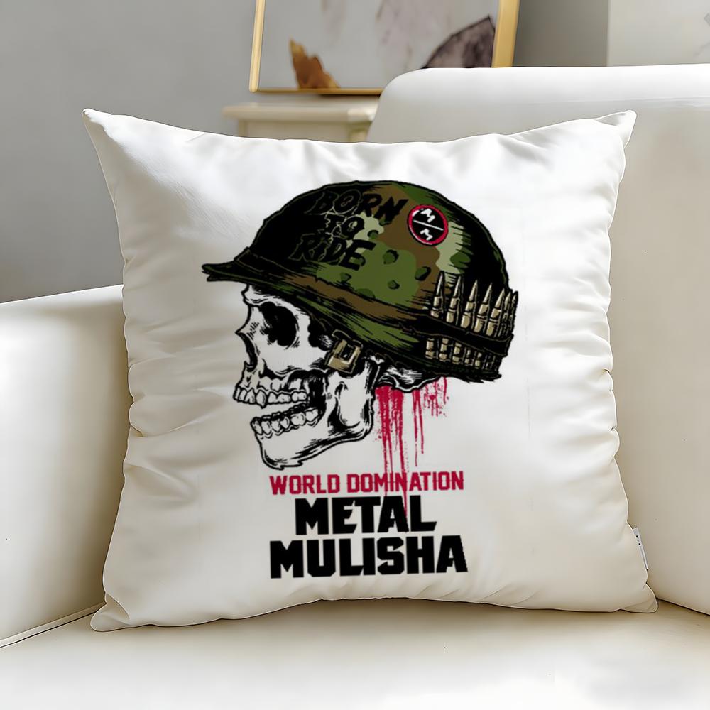 Classic Brand Metal Mulisha Cushion Cover Soft & Easy-Wash Pillow Case – Versatile for Couch, Bed, Travel and Office