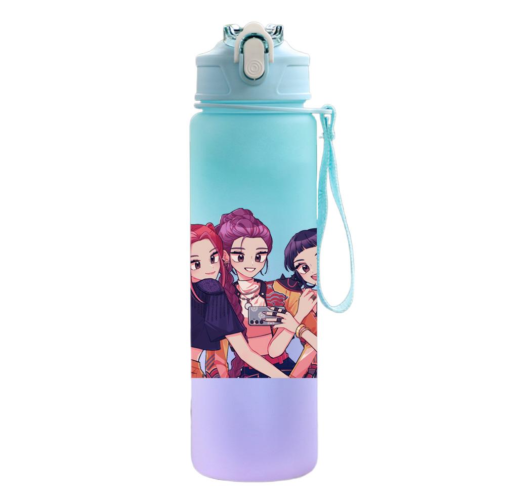 750Ml Water Bottle Cartoon K-Pop Demon Hunters Printed Large Capacity Drinking Cup Portable Outdoor Sports Water Cup Children Kid Gift
