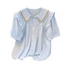 Women's Japanese-Style Sweet Embroidered Shirt with Doll Collar - Summer 2026