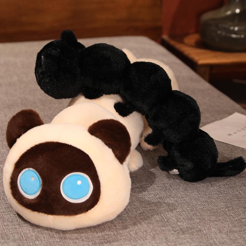 Giant Cute Soft Cat Plush Sleep Long Pillow Cushion Kawaii Black Cat Soft Plush Toys Gift