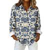 Women's Fashionable Casual Printed Long-Sleeved Button-Up Shirt