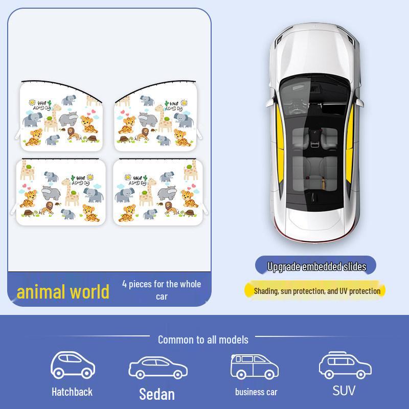 Car Sunshade Track Window Curtain - Interior Sun Protection & Privacy Blackout for Baby Stroller Side Windows