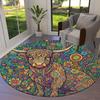Mandalapainting Round Area Rug,Carpet Rug for Living Room Bedroom Sofa Playroom Decor,Non slip Floor Mat