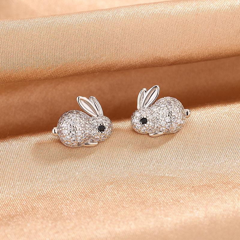 Chic Diamond Bunny Stud Earrings for Women