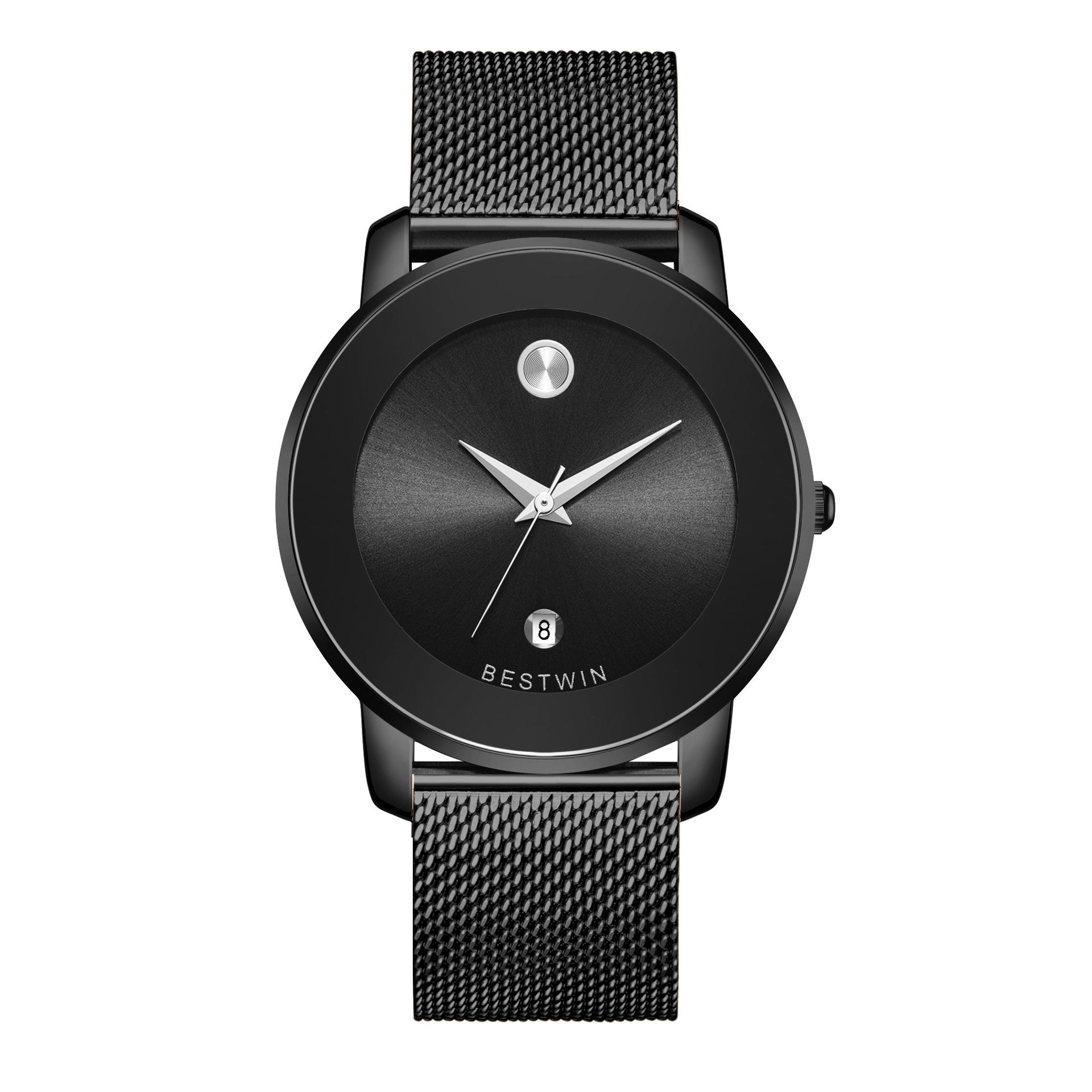 

Fashion Mesh Belt Men S Business Watch Ultra-Thin Quartz Watch чорний