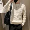 Korean Autumn/Winter New Sweaters Men's O-Neck Solid Chessboard Pattern Fashion Casual Loose Long Sleeve Pullovers Knitted Tops
