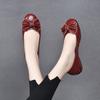 Spring and Summer New Bow Light Mouth Single Shoes First Layer Cowhide Round Flat Shoes Comfortable Women's Work Shoes