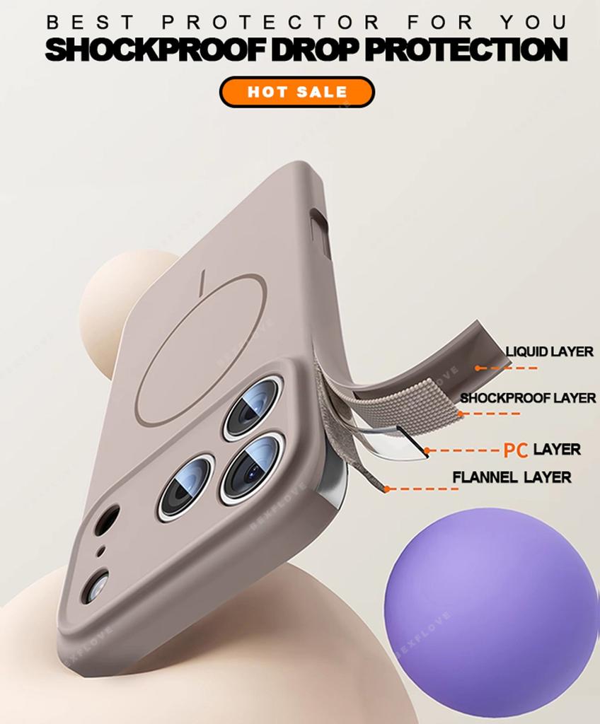 Official Magnetic Phone Case For iPhone 11 12 13 16 17 Pro Max Air 15 14 16 Plus Magsafe Liquid Silicone Charge Protector Cover