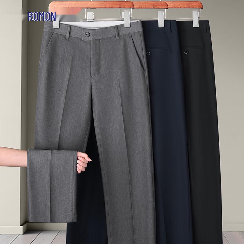 Luomeng Men's Cooling Wrinkle-Free Straight-Leg Casual Pants