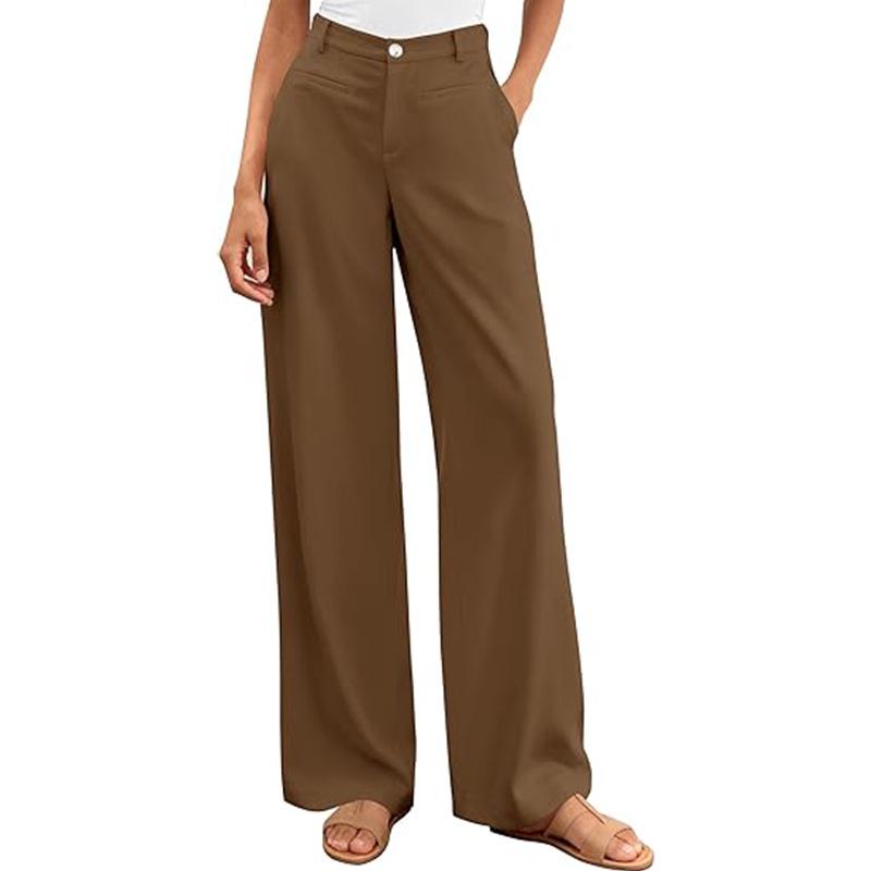 European-American High-Waisted Wide-Leg Women's Suit Pants - Simple Drapey Style for Spring/Summer Business Casual