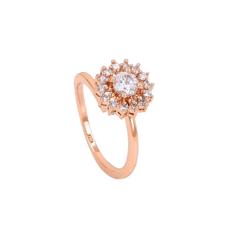 Anillo de diseño para mujer Estele con oro rosa y CZ Flower (ajustable)