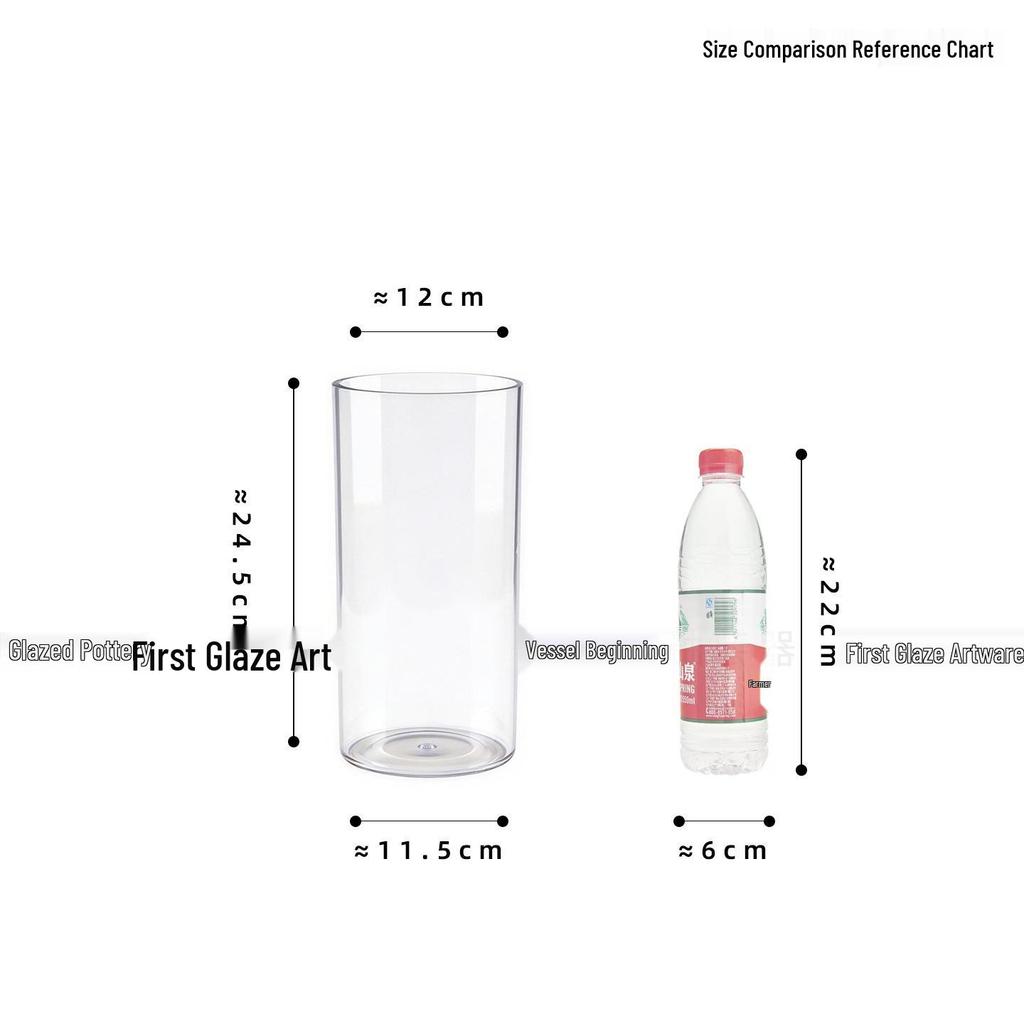 Large Transparent Anti-Drop Flower Vase for Lucky Bamboo - Plastic Imitation Glass Hydroponic Container
