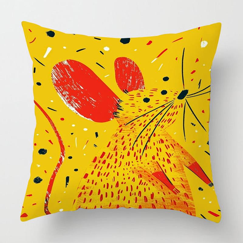 Față de pernă cu model geometric de animale 18x 18 inch față de pernă imprimată lavabilă la mașină decorare casă canapea 45x45cm