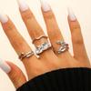 4Pcs/Set Vintage Gold Color Irregular Moon Rings for Women Men Punk Geometric Metal Adjustable Opening Rings Set Jewelry Gifts