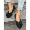 Plus Size Flat Casual Single Shoes Women's Suede Bow Round Toe