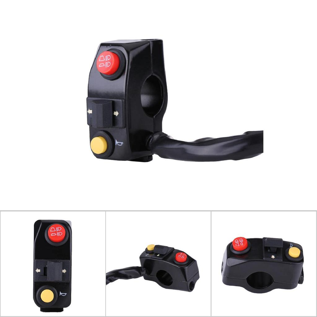 22mm Motorcycle Control Switch Left Handlebar Switch Plated Switch Turn Signal Horn Headlight Switch Waterproof Switch Universal (Black)