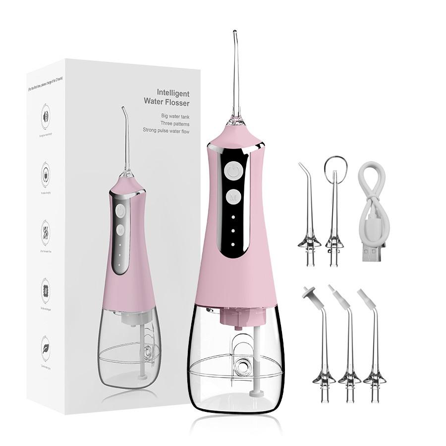 Zubní ústní irigátor Vodní nit Zubní párátko pro čištění zubů Nit Ústní mycí stroj 5 trysek 300 ml Floss Jet