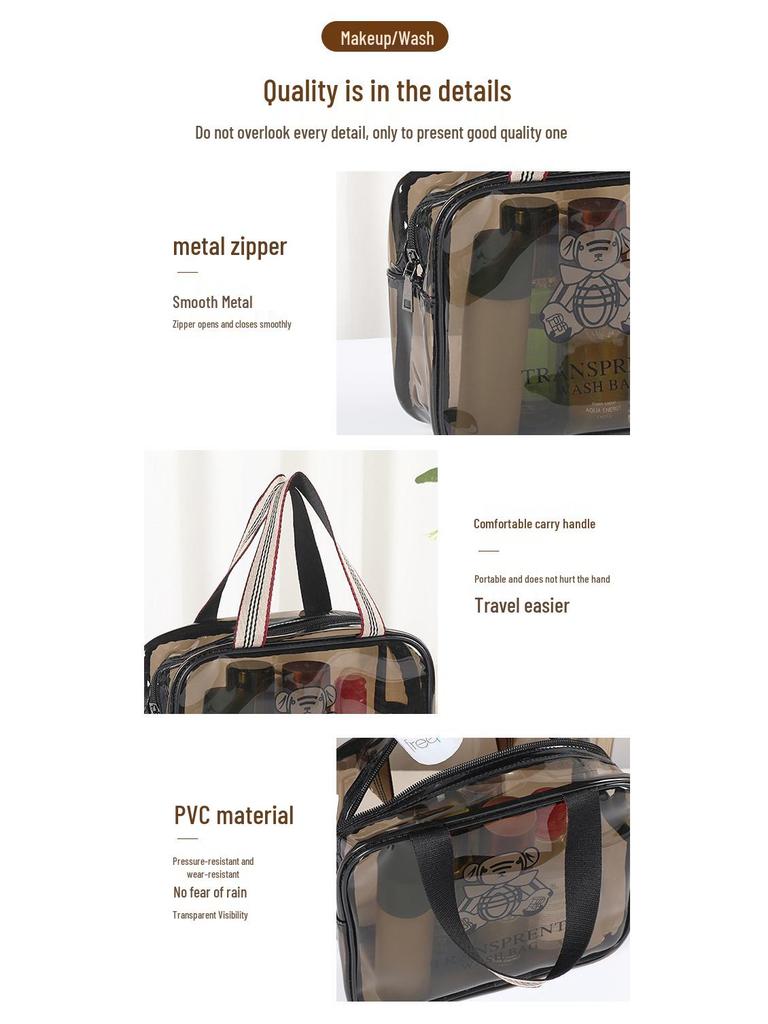 Thickened Waterproof PVC Toiletry & Makeup Travel Organizer Bag with Large Capacity